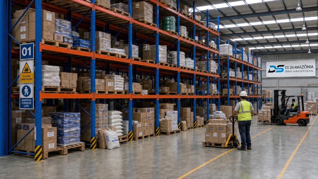 Palletised finished goods staged for dispatch at the DS Plant