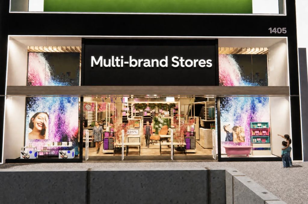 Multi-brand Stores — flagship street facade at night